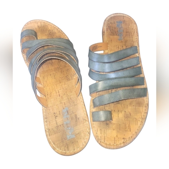 Korks Women's Shay Strappy Open Toe Cork Footbed Gray-Blue Sandals Sz 10 - Picture 2 of 7